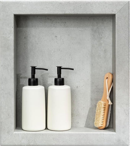 Palisade 17.5 in x 15.5 in Vinyl Shower Niche Frost Nickel | Waterproof Shower Insert