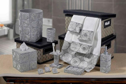Avanti Linens - Accessory Set, Resin Tumbler, Toothbrush Holder, Soap Dish & Lotion Pump, Durable Bath Decor (Galaxy Collection, Silver)