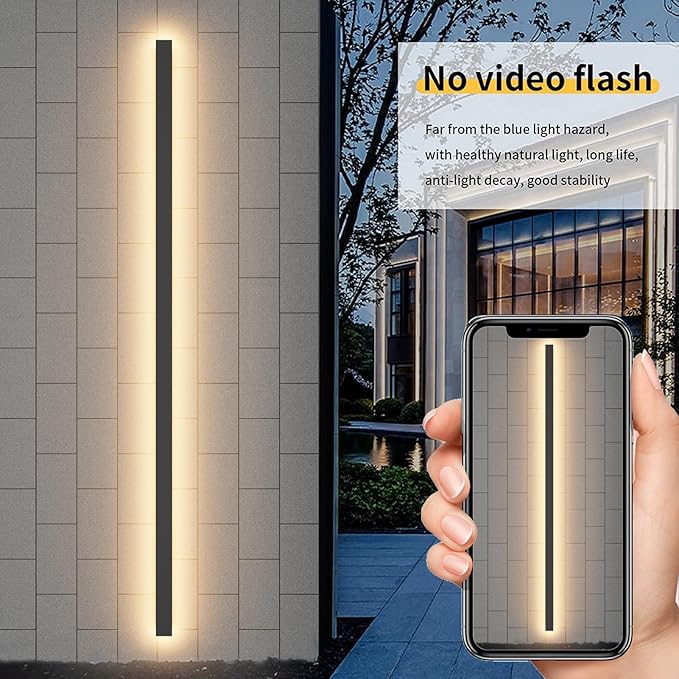 Aipsun Outdoor Lights 2 Packs,Modern Outdoor Wall Light 71inch Long Strip LED Wall Sconce IP65 Anti Rust Warm Light Fixture 3000K Exterior Wall Mount Lights for Entrance, Hallway, Garage, Porch