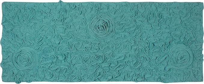 Home Weavers Bell Flower Collection 100% Cotton Tufted Bath Rugs, Extra Soft and Absorbent Bath Rugs, Non-Slip Bath Mats, Machine Washable, Bath Mats for Bathroom Floor, 21"x54" Runner, Turquoise