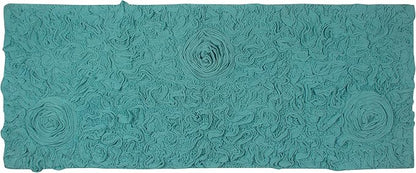Home Weavers Bell Flower Collection 100% Cotton Tufted Bath Rugs, Extra Soft and Absorbent Bath Rugs, Non-Slip Bath Mats, Machine Washable, Bath Mats for Bathroom Floor, 21"x54" Runner, Turquoise