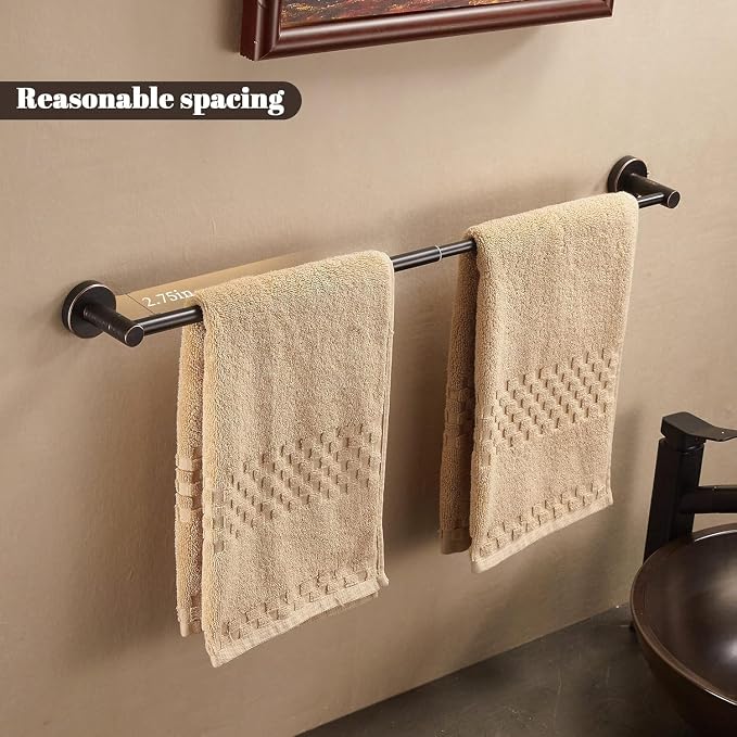 Bronze Bathroom Accessories, Oil Rubbed Bronze Bathroom Hardware Includes Toilet Paper Holder 15 to 24 Inch Towel Bar Towel Ring Robe Hook Wall Mount Hand Towel Holder Set 4 Pieces