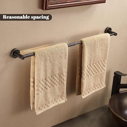 Bronze Bathroom Accessories, Oil Rubbed Bronze Bathroom Hardware Includes Toilet Paper Holder 15 to 24 Inch Towel Bar Towel Ring Robe Hook Wall Mount Hand Towel Holder Set 4 Pieces