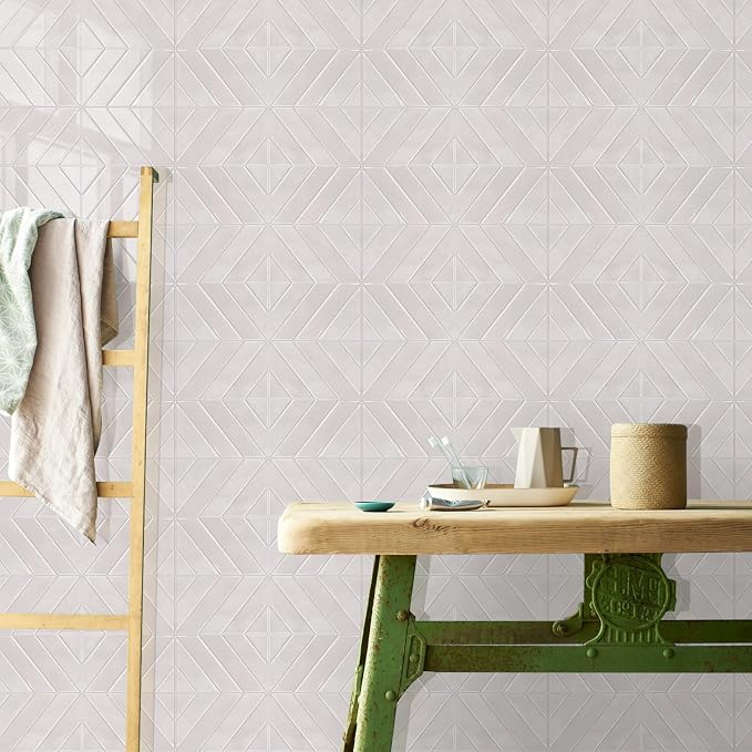 STICKGOO Herringbone Peel and Stick Backsplash, Smoky Pink, 10 Sheets | 12.6 x 9.7 in, Thicker Rectangular Vinyl Stick-On Wall Tiles, Easy Alignment, Waterproof, Easy to Clean, Kitchen/Bathroom