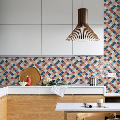 STICKGOO Arabesque Peel and Stick Backsplash, 12”X12” Backsplash Tile for Kitchen Peel and Stick, Self Adhesive Wall Tile Stick on Tiles (Moroccan Multi-Color)