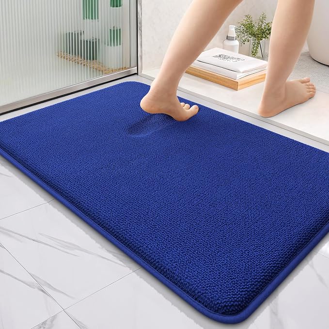 OLANLY Thick Memory Foam Bathroom Rug 36x24, Absorbent Bath Mat, Royal Blue | Soft Quick Dry Bath Rugs, Non-Slip, Machine Washable Carpet for Bathroom Floor, Tub and Shower, Home Decor Accessories