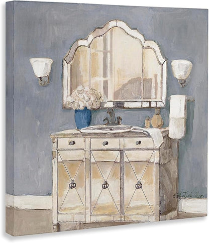 Traditional Bathroom Sink Mirror Floral, 24 x 24 Inch Canvas Wall Art | Stupell Industries · By Charlene Olson · Ready to hang · Ideal for bathroom or hallway · Made in USA