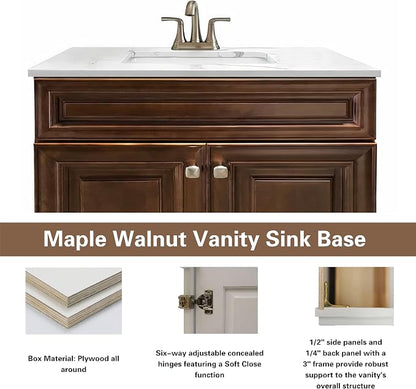 Bathroom Vanity Sink Base Ready-to-Assemble Bathroom Cabinet 24"/30'/36" Width (Vanity Base in Maple Walnut, 24 inch)