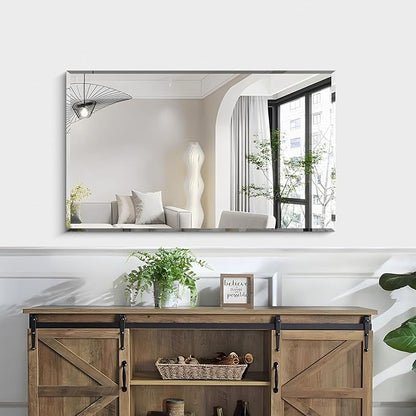 KOCUUY Beveled Mirror, 24x40 Inch Frameless Bathroom Mirror for Over Sink, Upgraded Shatterproof Beveled Unframed Design Mirror for Bathroom, Bedroom, Hang Horizontal/Vertical