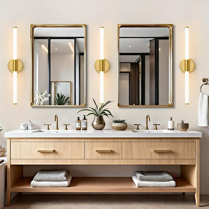 LED Bathroom Light Fixtures Gold Vanity Lights Modern 24" | 360° Bright Bathroom Light, Dimmable Vanity Light, Hardwired Wall Sconce 3000K Warm White for Mirror