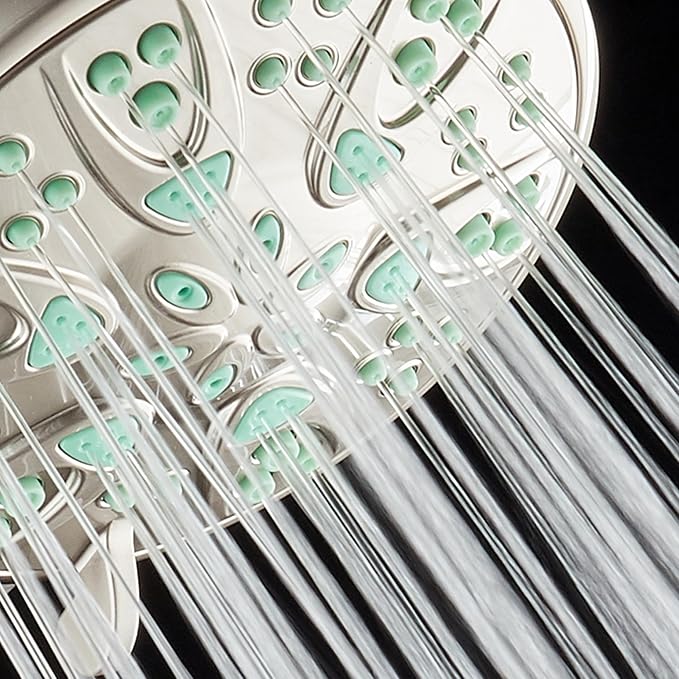 AquaDance Antimicrobial – Anti-Clog High-Pressure 6-Setting Shower Head with Microban Nozzle Protection from Growth of Mold, Mildew & Bacteria for Stronger Shower! 4" Coral Green