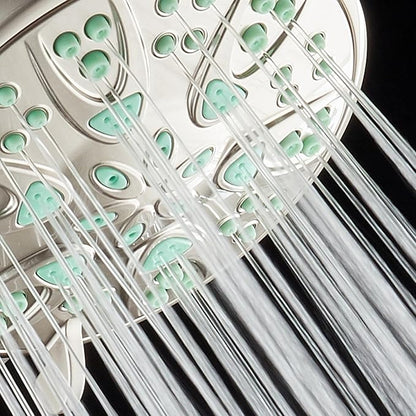 AquaDance Antimicrobial – Anti-Clog High-Pressure 6-Setting Shower Head with Microban Nozzle Protection from Growth of Mold, Mildew & Bacteria for Stronger Shower! 4" Coral Green