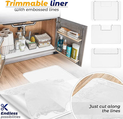 Original Under Sink Mat - Adjustable Silicone, Waterproof Vanity Mat - 28" x 19" or Smaller