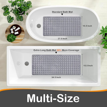 Yimobra Bathtub Mat Non Slip, 27.5"X15.5" Machine Washable Shower Floor Mat, Soft on Feet, Bathmat with Drain Holes and Suction Cups, Bathroom Essentials, Grey