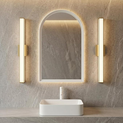 URSOLA 48" Modern LED Bathroom Light Fixtures, Golden 3CCT Dimmable Bathroom Vanity Light Over Mirror, Bathroom Vanity Bath Bar Lights with Double Layer Acrylic Shade