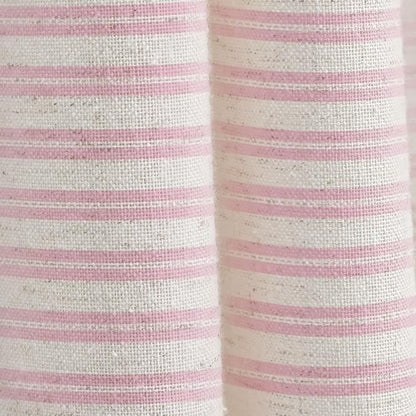 Farmhouse Striped Shower Curtain Horizontal Pink Vintage Linen 72"W X 72"L | Striped Shower Curtains with Linen Texture for Bathroom Decor