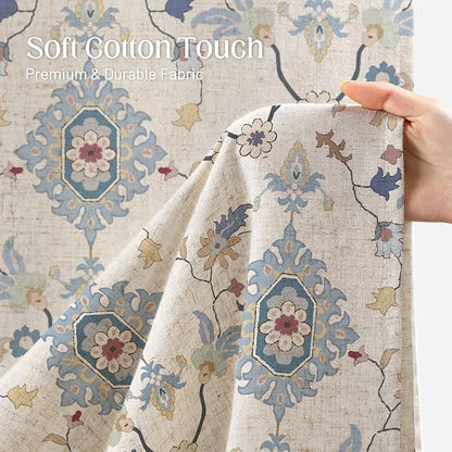 Boho Floral Shower Curtain, Vintage Cottage Core Shower Curtains for Bathroom, 72Wx72H Inch