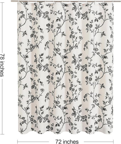 MitoVilla Long Cotton Floral Shower Curtain for Bathroom,72 x 78 | Long Cottagecore Spring Shower Curtains for Bathroom, Modern Farmhouse Country Plant Leaves Bathroom Décor, 72 x 78