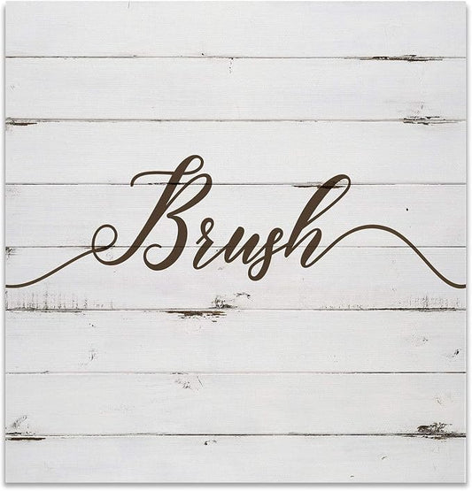 Renditions Gallery Rustic Brush Sign Bathroom Décor Gallery Wrapped Canvas Wall Art, 12x12,
