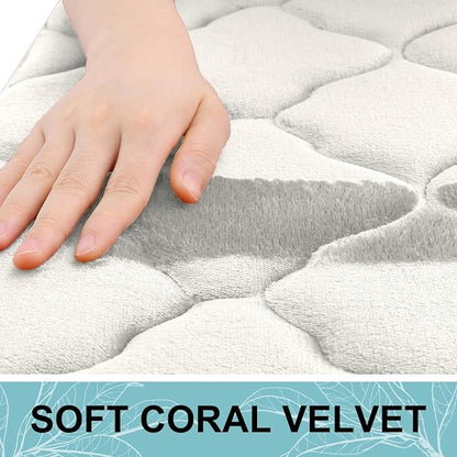 OLANLY Memory Foam Bath Mat Rug 36x24, Ultra Soft and Absorbent Bathroom Rugs, Non-Slip, Comfortable, Machine Washable Bath Carpet for Bathroom Floor, Tub, Shower and Home Decor Accessories, Cream
