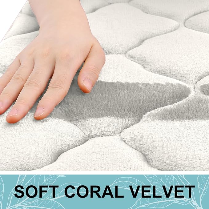 OLANLY Memory Foam Bath Mat Rug 24x16, Ultra Soft and Absorbent Bathroom Rugs, Non-Slip, Comfortable, Machine Washable Bath Carpet for Bathroom Floor, Tub, Shower and Home Decor Accessories, Cream