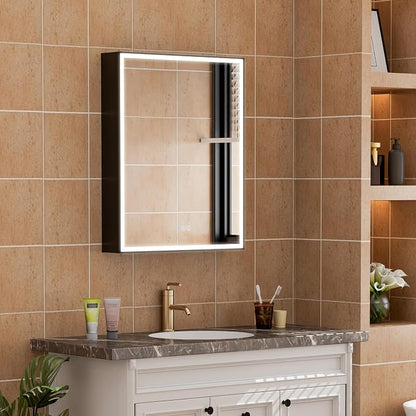 24" X 30" LED Mirrored Medicine Cabinet, Medicine Cabinets with Lights for Bathroom, Defogging Mirror, Led Medicine Cabinet, Recessed or Surface Mounted, Single Right Opening Door