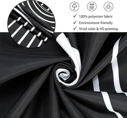 3 in 1 Shower Curtain Set, Boho Mid Century Modern | 72x72 Inches Polyester Bath Curtain with Magnetic PEVA Liner and 12 Double Sided Stainless Steel Hooks, Black and White