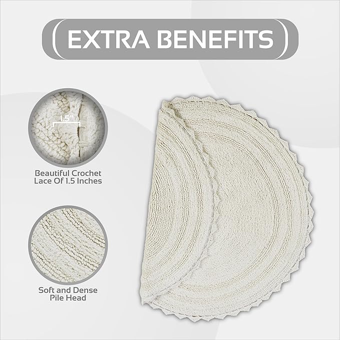 Better Trends Lilly Crochet Round Bath Rugs & Absorbent Bathroom Mat, Reversible Bath Rugs, Bath mats for Bathroom, 100% Cotton Bathmats Washable - 24", Cream Round Rug