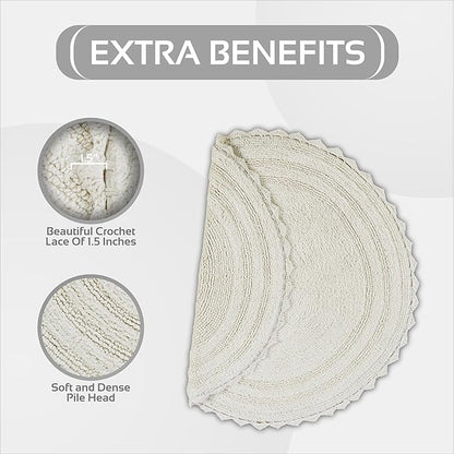Better Trends Lilly Crochet Round Bath Rugs & Absorbent Bathroom Mat, Reversible Bath Rugs, Bath mats for Bathroom, 100% Cotton Bathmats Washable - 24", Cream Round Rug