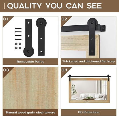 COGOOD Farmhouse Bathroom Mirrors for Over Sink - 26 x 41 Burlywood | Rustic Barn Door Wood Framed Vanity Mirror for Entryway, Living Room, Bedroom, Dresser Wall Decor