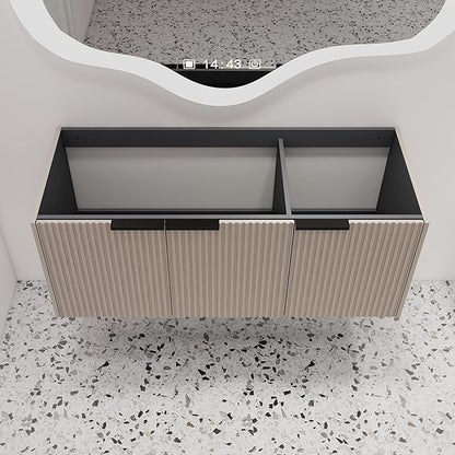 Malwee 48" Floating Bathroom Vanity Without Sink, 48 inch Wall Mounted Bathroom Cabinet, Modern Khaki Cabinet with 3 Soft Close Doors, Basin not Include(MA10348DKH-C)