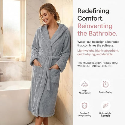 PJGGZ Hooded Bathrobes for Women, Soft Long Towel Robes for Women - Quick Dry yet Warm