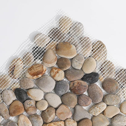 Pebble Tile for Shower Floor, Brown Stone Pebble Mosaic Tile Tumbled | Slip-resistant Pebble for Bathroom, Kitchen, Shower Floors, Walls & Outdoor Areas, Mesh-Backed Easy to Install, 5 SqFt