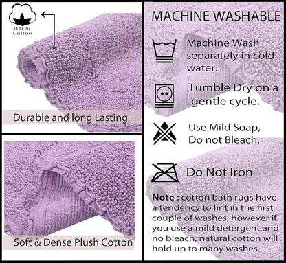 Home Weavers Radiant Collection 100% Cotton Bathroom Rugs Set, Washable Rug, Thick Extra Soft and Absorbent Bath Rug, Kitchen Mat, Bath Mat Set, Bath Floor Mat Non Slip, 24"x40" Rectangle, Purple