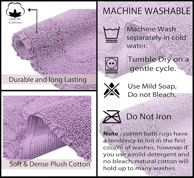 Home Weavers Radiant Collection 100% Cotton Bathroom Rugs Set, Bathroom Décor, Washable Rug, Extra Soft and Absorbent Bath Rug, Kitchen Mat, Bath Mat Set, Bath Floor Mat Non Slip, 22" Round, Purple