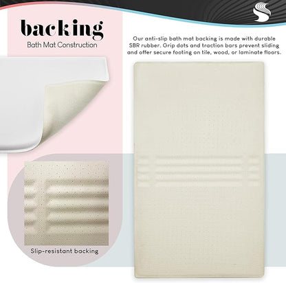Stupell Industries Home Mosaic Pattern Plush Bathroom Mat & Bath Rug, Soft Quick-Dry Non-Slip Bathroom Rug with Recycled Foam Cushion, Geometric Tile Pattern Design by Elizabeth Tyndall, 18"x30"