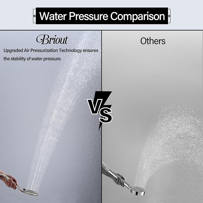 Shower Head with Handheld, 5-Settings Showerhead High Pressure Powerful Water Spray Shower Head Set with 59 Inch Stainless Steel Hose and Bracket, Brushed Nickel
