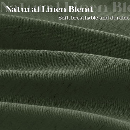 Olive Green Shower Curtain for Bathroom Water Repellent 72x92 Inch | Linen, Extra Long Tall, Floor to Ceiling, Shower Curtains 92 Inches Long, Farmhouse Aesthetic, Decor Drapes, with Hooks Sets