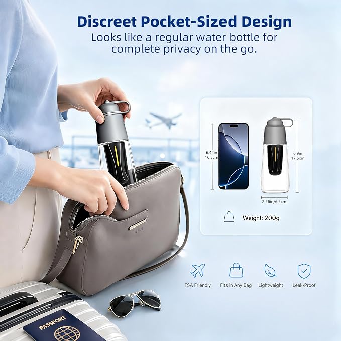 Xavilo Travel Portable Electric Bidet, 3 Pressure Levels & 2 Spray Modes | 150° Foldable Nozzle, 350ml Tank, 100 Uses/Charge, 60°C Warm Water Safe, IPX7 Waterproof, Handheld Sprayer for Home & Camping