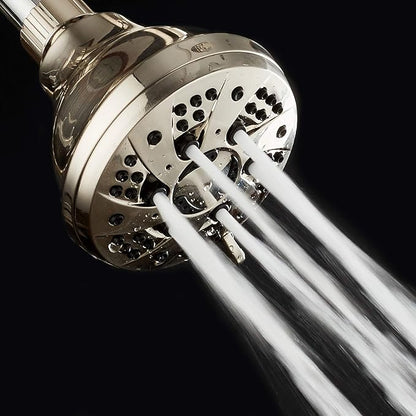 AquaDance BRUSHED NICKEL High Pressure 6-Setting Spiral Shower Head – Angle Adjustable, Anti-Clog Showerhead Jets, Tool-Free Installation - USA Standard Certified - Top U.S. Brand