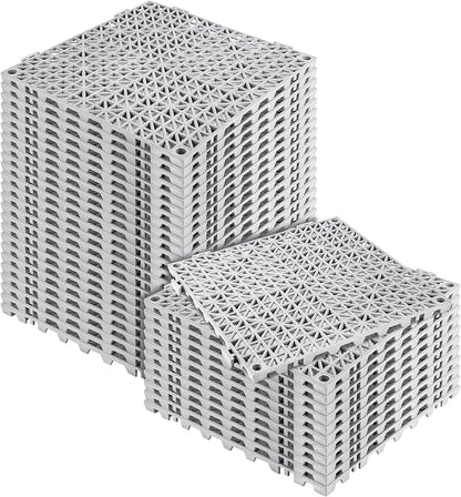 Modular Interlocking Cushion 36 Pack 11.8" x 11.8" Rubber Floor Tiles Non-Slip Splicing Drainage Mats for Deck, Gray