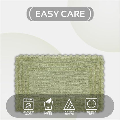 Better Trends Lilly Crochet 24x40 Reversible Bath Rugs and Bath mats for Bathroom, Luxurious 100% Cotton Bath Rug & Water Absorbent Bathroom Mat - Sage Green Bath Matt
