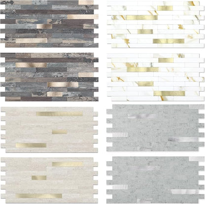Yipscazo 40 Sheets Peel and Stick Stone Metal Backsplash Tiles, PVC Wall Tiles Stick on Backsplash for Kitchen, Bathroom (6'' X 12'', Smooth Marble White)