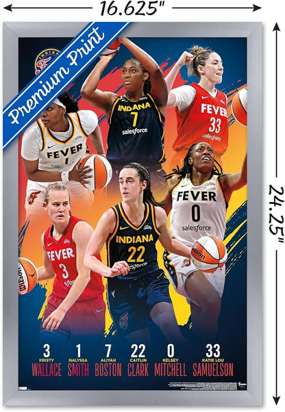Trends International WNBA Indiana Fever -Team 24 Wall Poster, 22.4L x 14.7W, Silver Framed Version