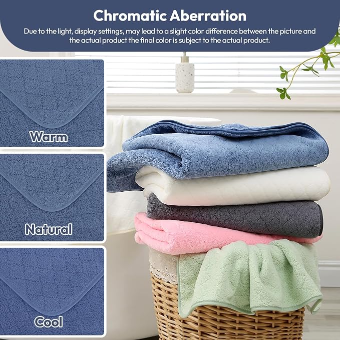 JML Bath Towels with Hanging Loop, 2 Pack, 27x55 in, Microfiber, Light Blue | Soft, Super Absorbent, Quick Dry, Lint-Free & Fade-Resistant, Lightweight Bathroom Towel for Daily Use