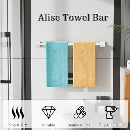 Alise Towel Bar Towel Racks for Bathroom Wall Mount 28 Inch,Brushed Nickel | SUS304 Stainless Steel Bathroom Towel Holder, Full Square Towel Rod Towel Hanger for Bathroom Lavatory Kitchen