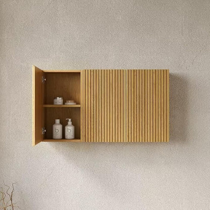 KEIKI Bathroom Wall Cabinet with Soft-Close Doors, Golden Oak | Premium Wood Medicine Cabinet, Floating Storage Cabinet for Bathroom Kitchen Laundry Room