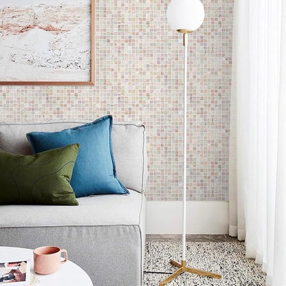 5.75 Sq.Ft Iridescent Pink Glass Mosaic Tile for Bathroom, Backsplash | Waterproof Wall & Floor Tile. Heat & frost resistant outdoors, Swimming Pool, Fireplace, Restaurants, Hotels, Laundry, 10pcs.