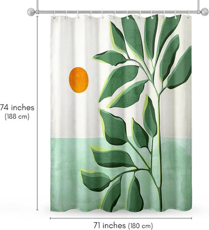 Americanflat 71x74 Boho Shower Curtain - Water-Resistant Long Shower Curtain with Durable Metal Grommets and 12 Hooks - 100% Polyester - Ivory, Burnt Orange and Green Bathroom Curtains