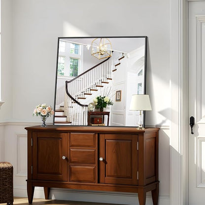 KOCUUY Black Bathroom Mirror, 36x36 Inch Square Mirror for Over Sink, Modern Decorative Wall Mirror for Bedroom Living Room Bathroom, Hang Horizontal/Vertical